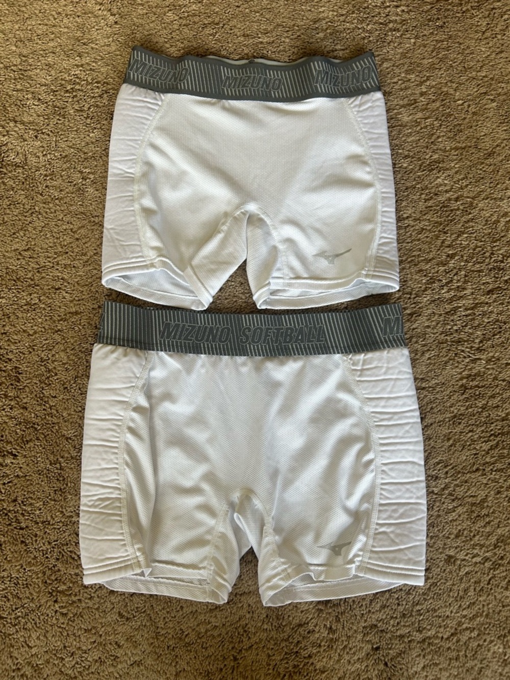 Bundle Mizuno White and Gray Performance Sliding Shorts S, L like new